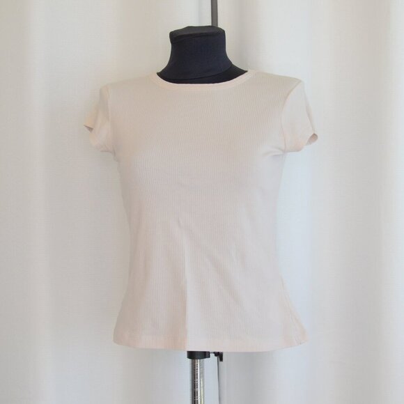 Filippa K Ribbed Knit Cream Baby Tee Sz M - Picture 1 of 6